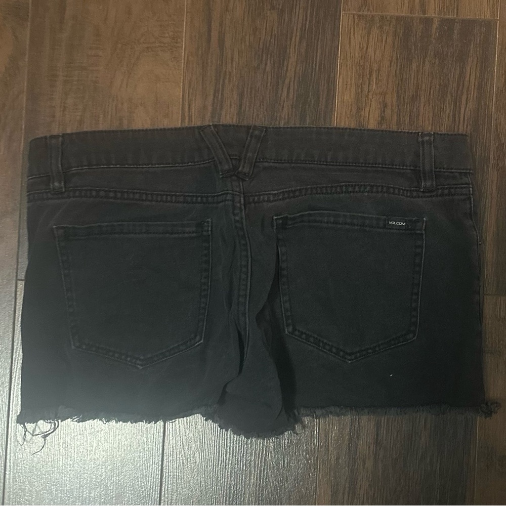 Volcom Women's Black Distressed Jean Shorts - Picture 2 of 2